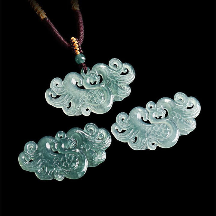 Buddha Stones Chinese Phoenix Jade Luck Necklace String Pendant - image 3