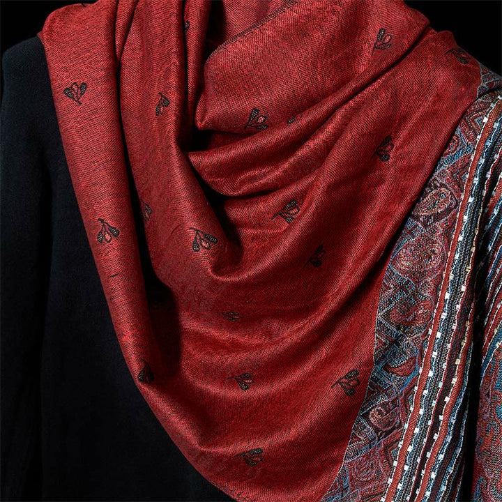 Buddha Stones Spring Cashew Flower Stripe Geometric Pattern Tassel Soft Scarf Shawl - image 3