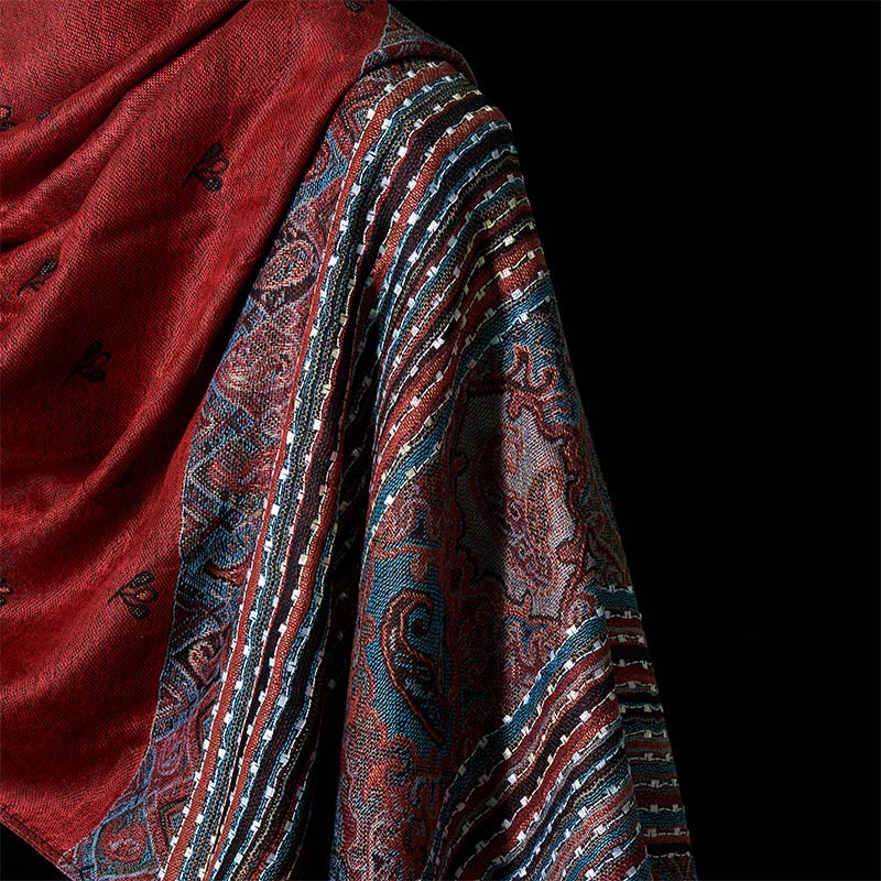 Buddha Stones Spring Cashew Flower Stripe Geometric Pattern Tassel Soft Scarf Shawl - image 4