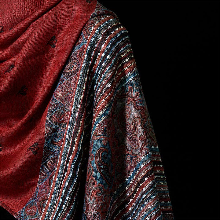 Buddha Stones Spring Cashew Flower Stripe Geometric Pattern Tassel Soft Scarf Shawl - image 4