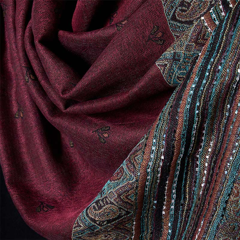 Buddha Stones Spring Cashew Flower Stripe Geometric Pattern Tassel Soft Scarf Shawl - image 9