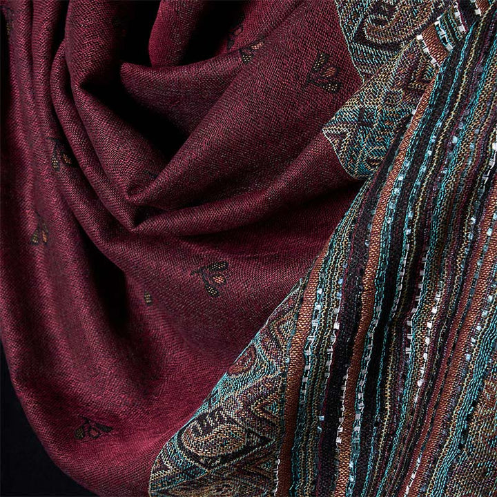 Buddha Stones Spring Cashew Flower Stripe Geometric Pattern Tassel Soft Scarf Shawl - image 9