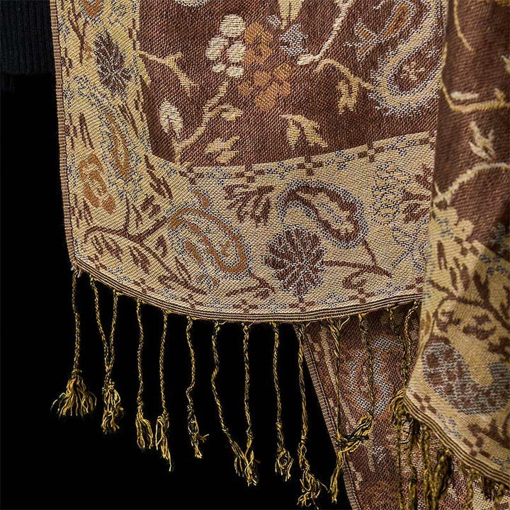 Buddha Stones Spring Cashew Flower Floral Pattern Tassel Soft Scarf Shawl - image 5
