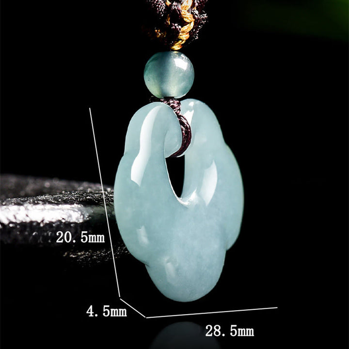 Buddha Stones Auspicious Ruyi Jade Luck Necklace String Pendant - image 6