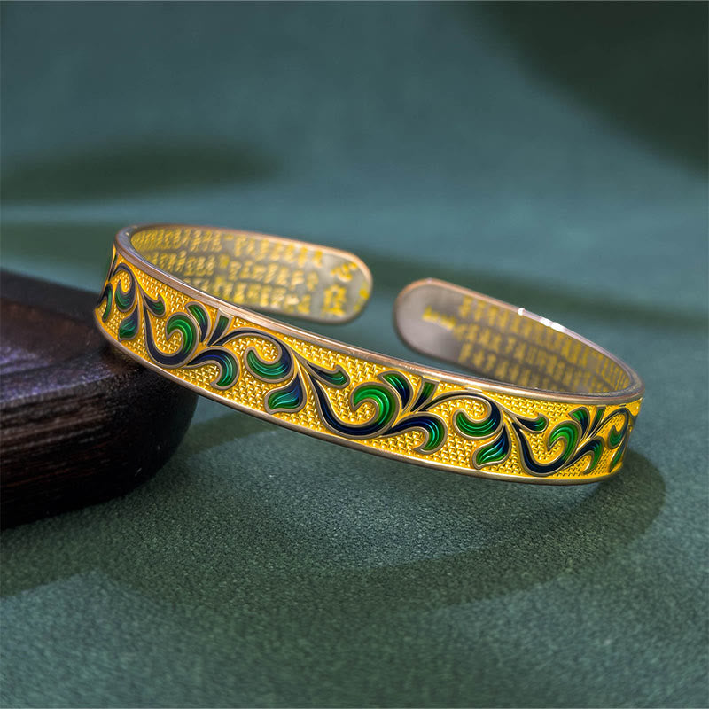 Buddha Stones Petal Vines Entwine Branches Copper Balance Open Adjustable Bracelet Bangle - Golden - image 1