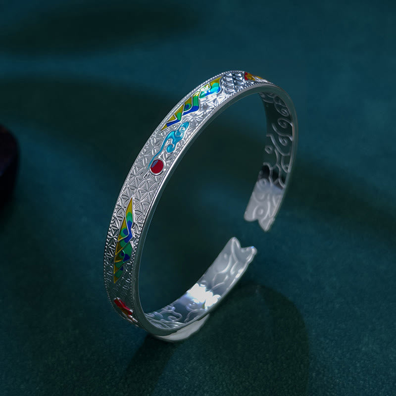 Buddha Stones Sun Butterfly Pattern Copper Enamel Love Open Adjustable Bracelet Bangle - image 6