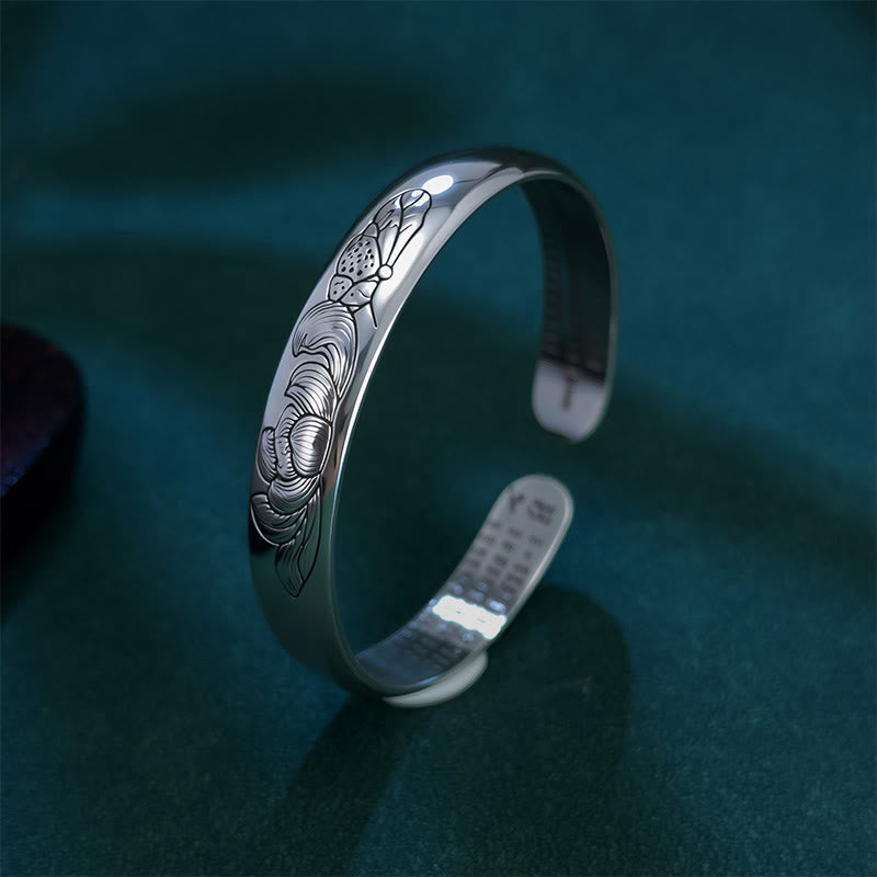 Buddha Stones Heart Sutra Lotus Copper New Beginning Open Adjustable Bracelet Bangle - image 2