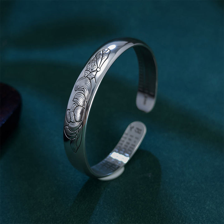 Buddha Stones Heart Sutra Lotus Copper New Beginning Open Adjustable Bracelet Bangle - image 2