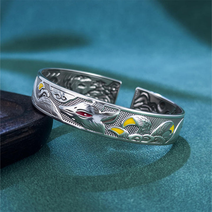 Buddha Stones Copper Nine Tailed Fox Protection Open Adjustable Bracelet Bangle - Nine Tailed Fox - image 0
