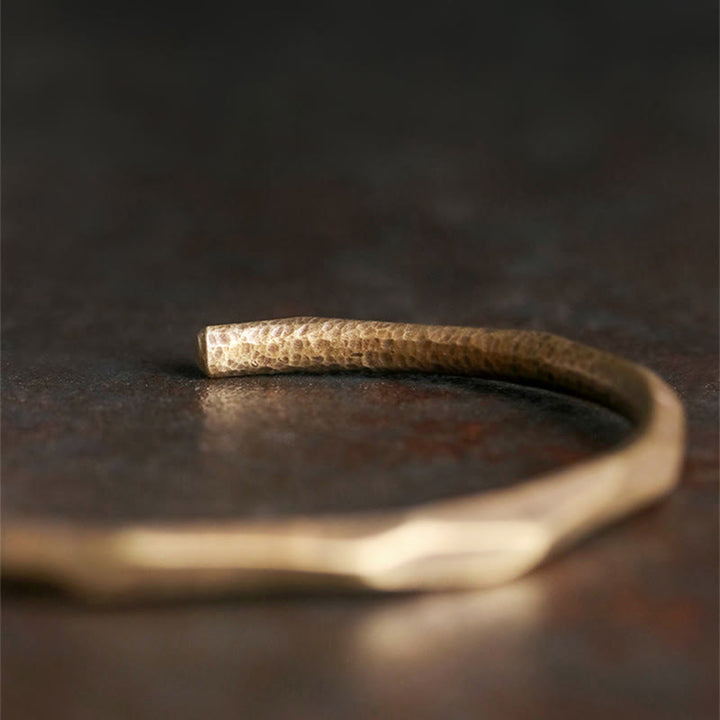 Buddha Stones Copper Brass Hand Polishing Open Self Care Bracelet Bangle - image 2