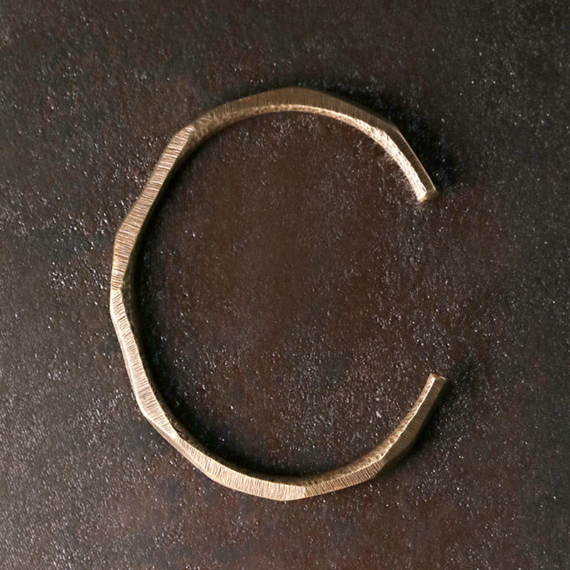 Buddha Stones Copper Brass Hand Polishing Open Self Care Bracelet Bangle - image 1