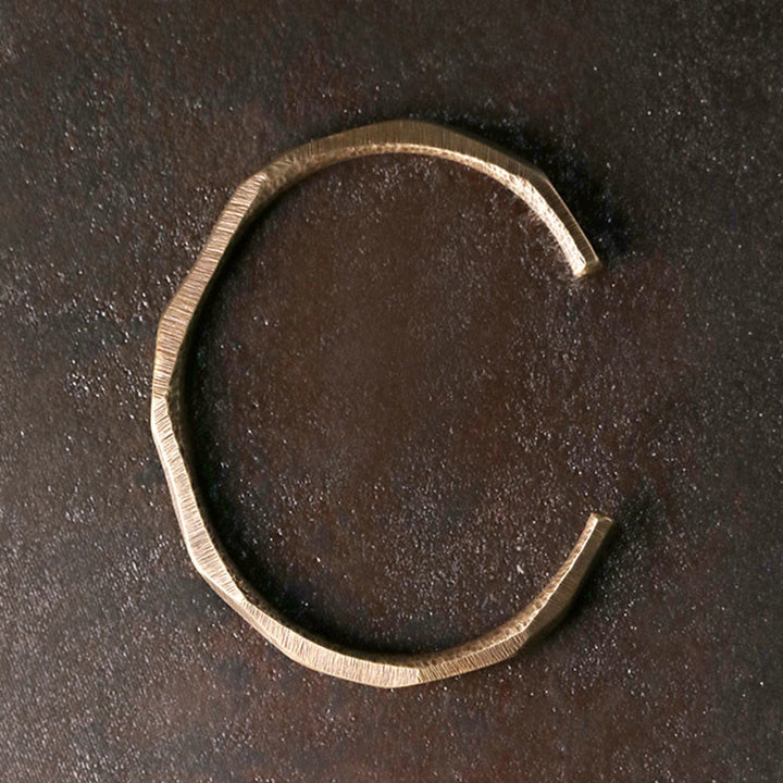 Buddha Stones Copper Brass Hand Polishing Open Self Care Bracelet Bangle - image 1