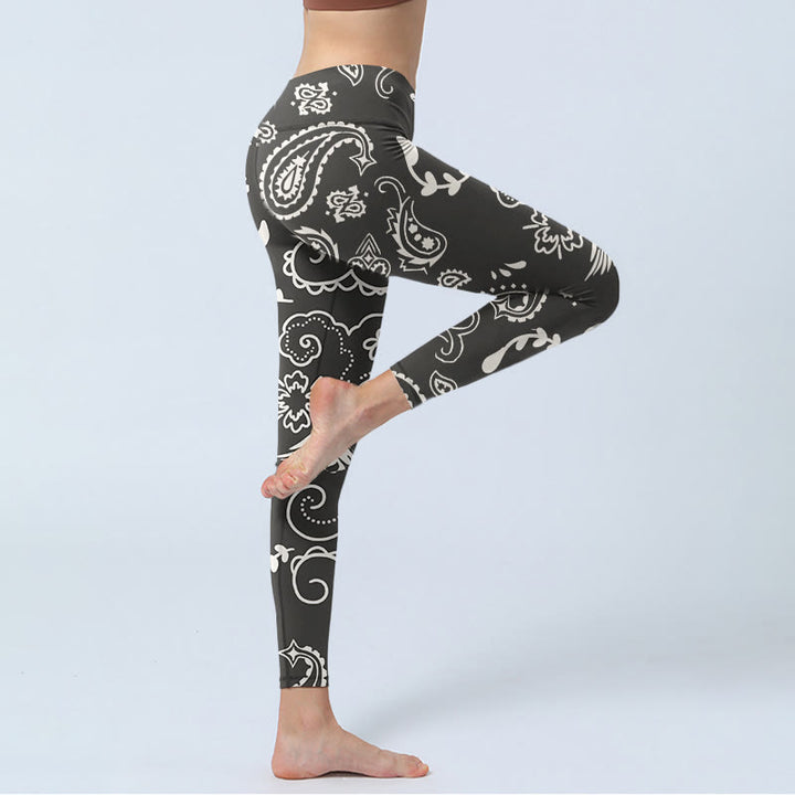 Buddha Stones Paisley Skull Wing Pattern Gym Leggings Women's Yoga Pants - image 3
