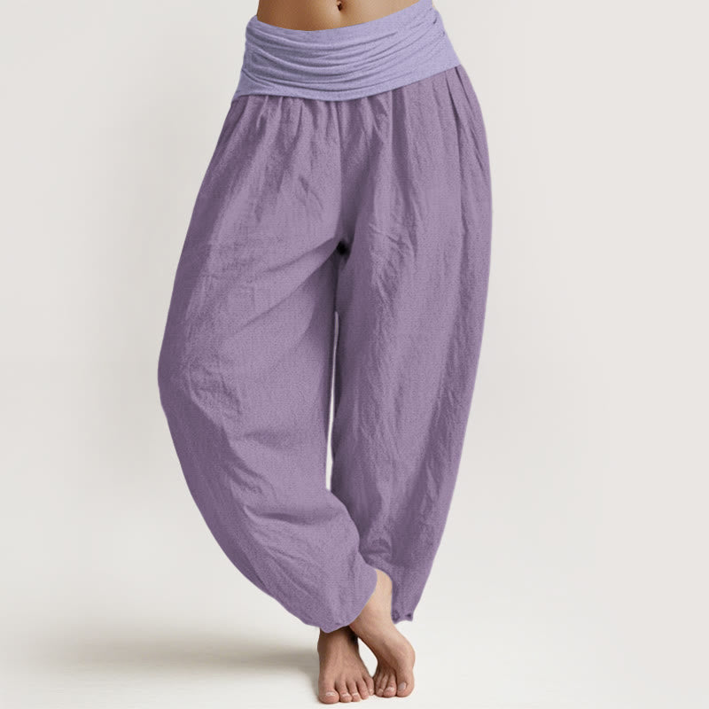 Buddha Stones Pure Cotton Plum Women's Elastic Waist Harem Pants - Plum - US22，UK/AU26，EU54 (6XL) - image 0