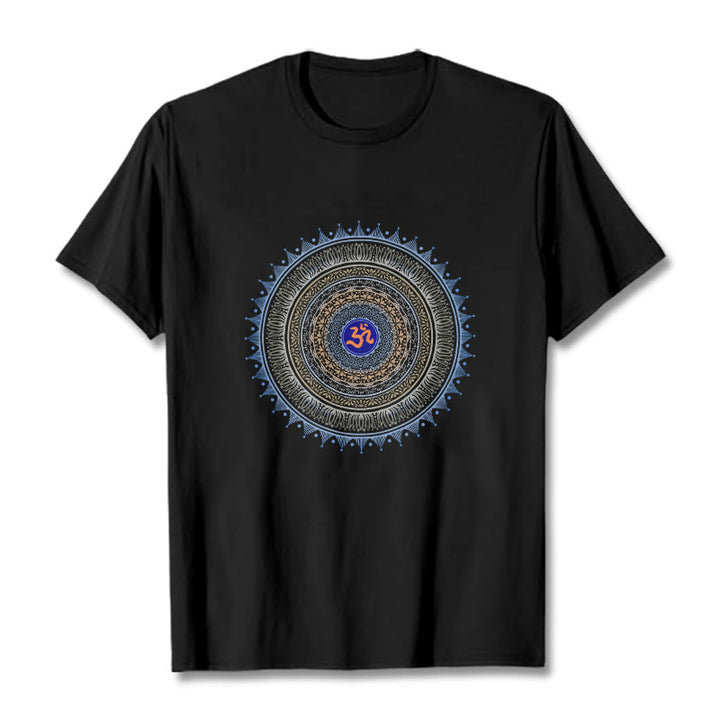 Buddha Stones Mandala Flower OM Pattern Tee T-shirt - Black - 2XL - image 0