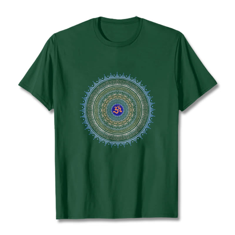 Buddha Stones Mandala Flower OM Pattern Tee T-shirt - ForestGreen - 2XL - image 5