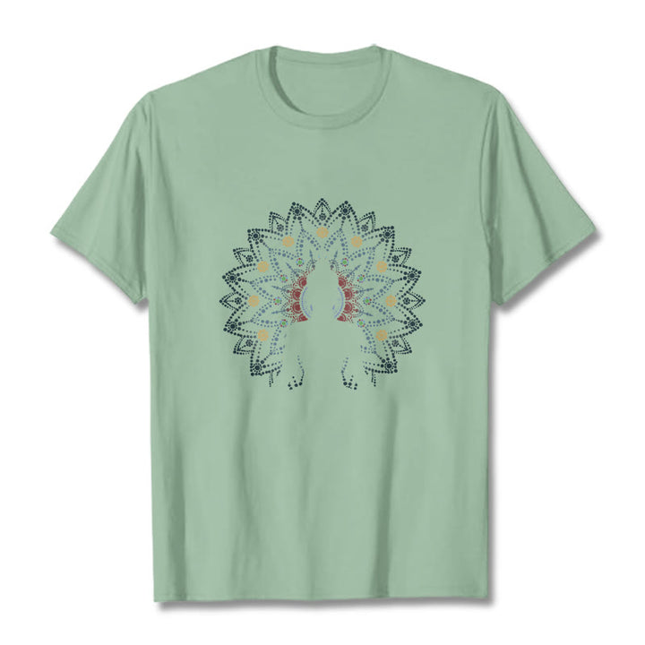 Buddha Stones Mandala Flower Seated Serene Buddha Pattern Tee T-shirt - PaleGreen - 2XL - image 4