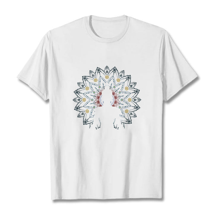 Buddha Stones Mandala Flower Seated Serene Buddha Pattern Tee T-shirt - White - 2XL - image 0