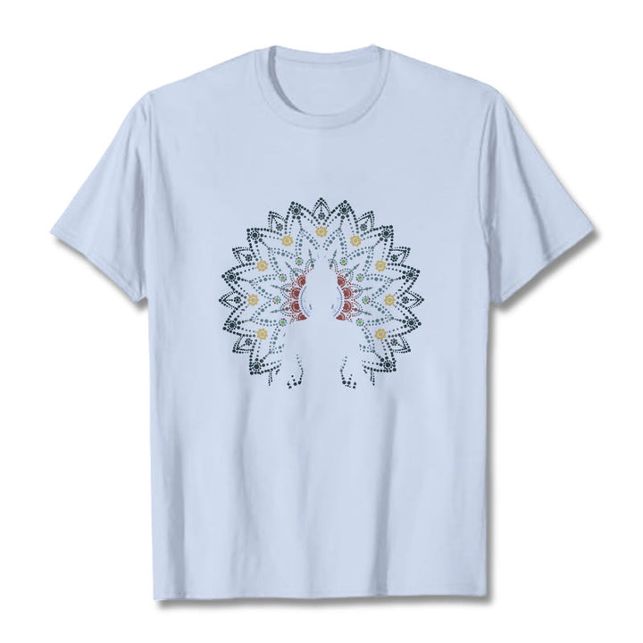 Buddha Stones Mandala Flower Seated Serene Buddha Pattern Tee T-shirt - LightCyan - 2XL - image 18