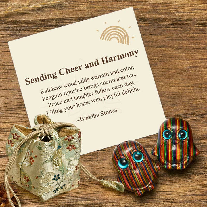 Buddha Stones "Sending Cheer and Harmony" 2Pcs Mini Penguin Decoration Includes Gift Message Card - 2Pcs Penguin 28*26mm - Deluxe Gift Bag (+$9.59) - image 6