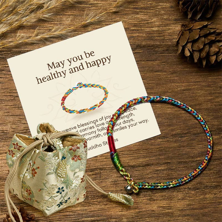 Buddha Stones "May you be healthy and happy" Lucky Multicolored Bracelet Includes Gift Message Card - 16cm - 925 Silver Buckle - Deluxe Gift Bag (+$9.59) - image 8