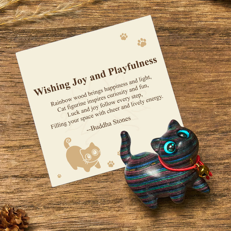 Buddha Stones "Wishing Joy and Playfulness"Colored Sandalwood Cat Decor Includes Gift Message Card - Cat - Standard Gift Box - image 0