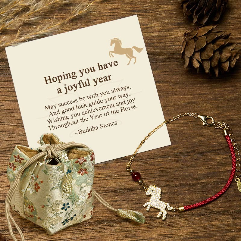 Buddha Stones "Hoping You Have a Joyful Year" Year of the Horse Bracelet Includes Gift Message Card - Horse(Wrist Circumference 14-18cm) - Deluxe Gift Bag (+$9.59) - image 7