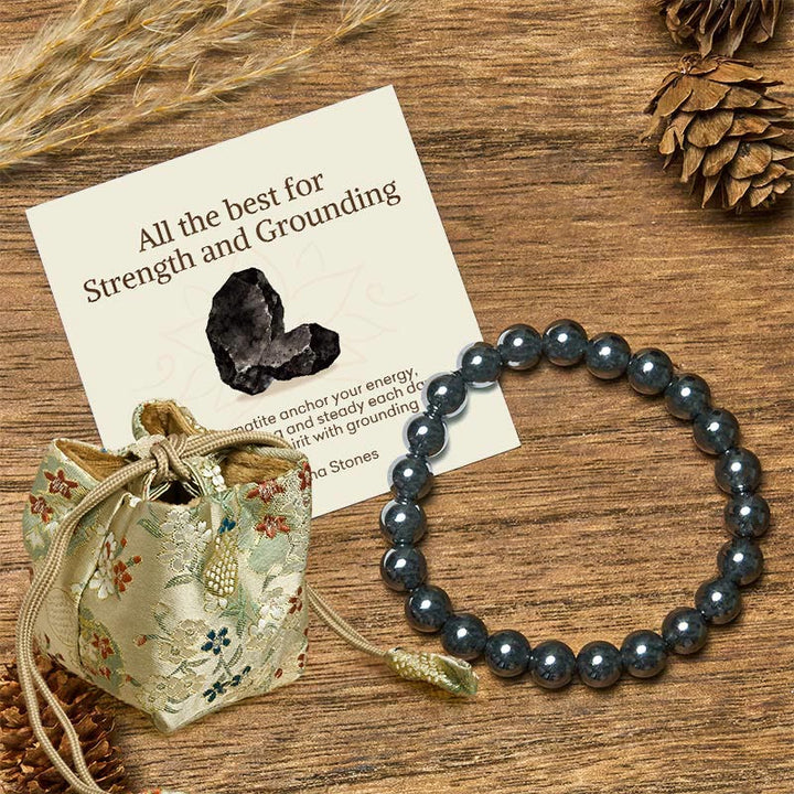 Buddha Stones "All the Best for Love and Harmony" Stone Quartz Bracelet Includes Gift Message Card - 8mm - Hematite - Deluxe Gift Bag (+$9.59) - image 77