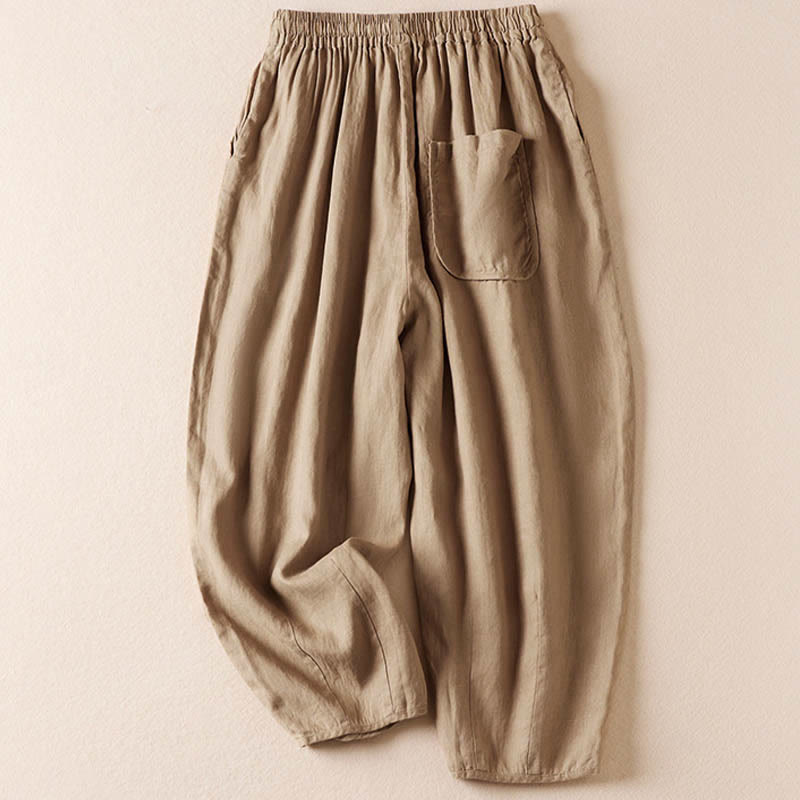 Buddha Stones Summer Small Flower Embroidery Harem Pants With Pockets - image 3