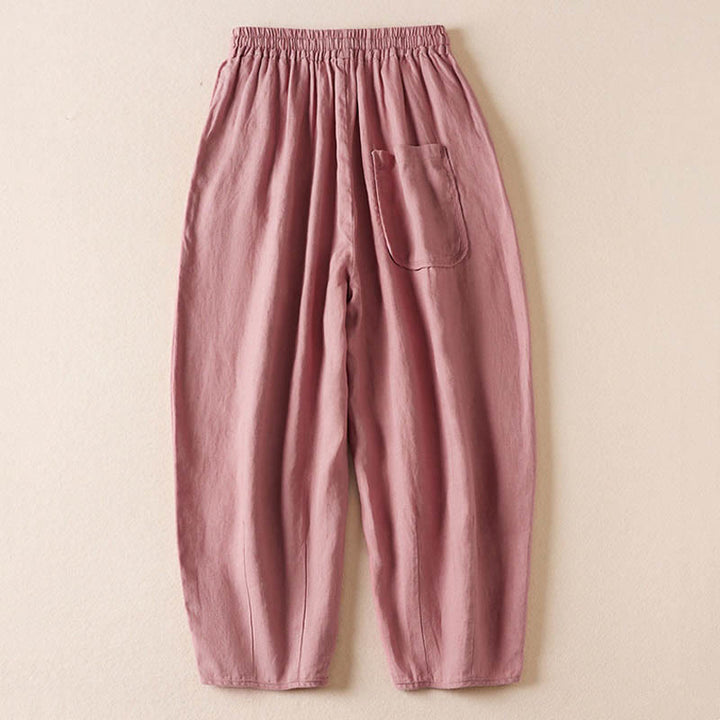 Buddha Stones Summer Small Flower Embroidery Harem Pants With Pockets - image 11