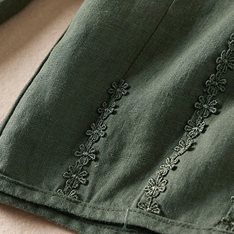 Buddha Stones Summer Small Flower Embroidery Harem Pants With Pockets - image 32
