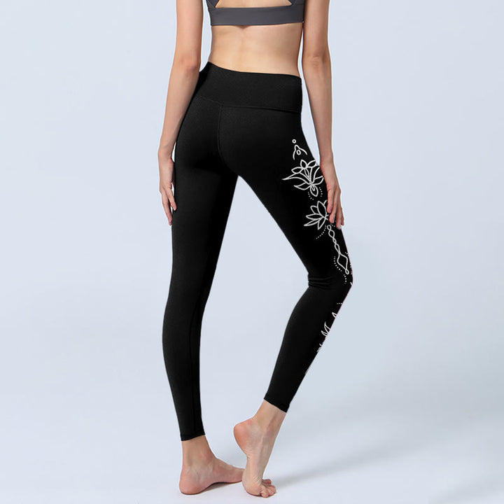 Buddha Stones Lotus Half Moon Pattern Gym Leggings Women's Yoga Pants - image 3