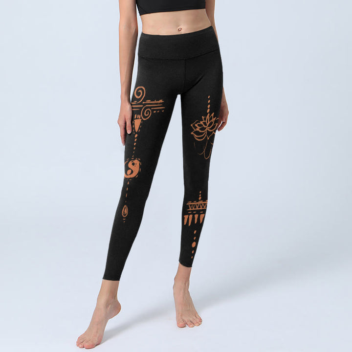 Buddha Stones Lotus Spiral Shape Gym Leggings Women's Yoga Pants - image 5
