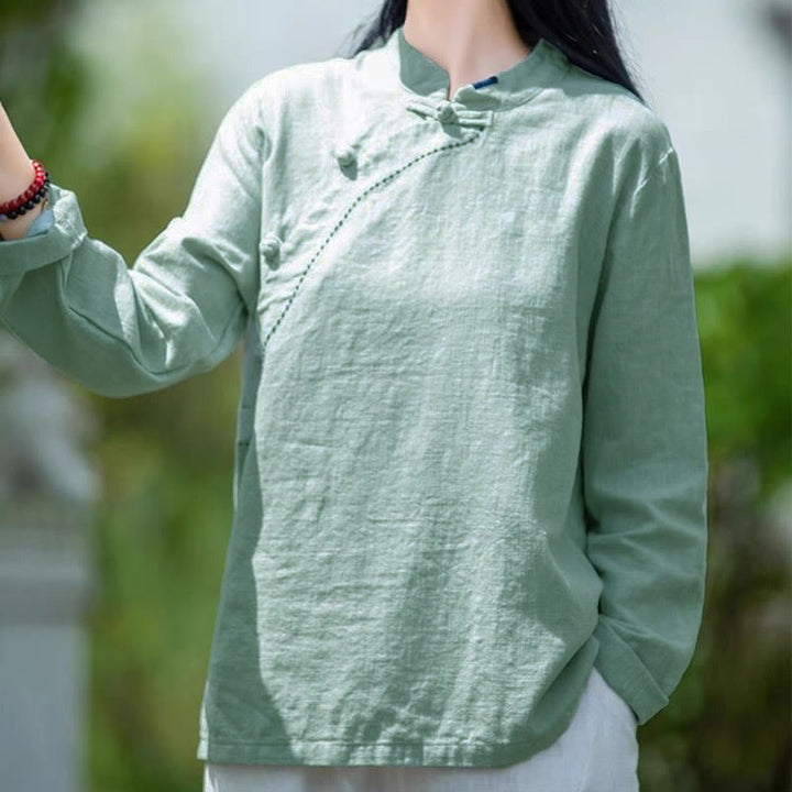 Buddha Stones Oblique Collar Knot button Loose Clothing - image 4