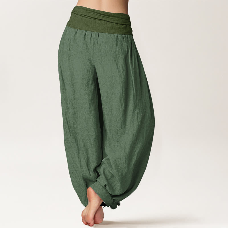 Buddha Stones SeaGreen Women's Pure Cotton Elastic Waist Harem  Pants - image 1