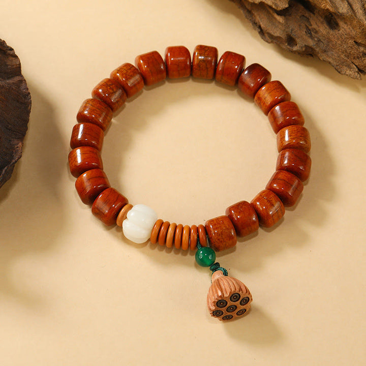 Buddha Stones Bone Beads Lotus Peace Buckle Design Enlightenment Bracelet - Bone Beads & Lotus Pod(Wrist Circumference: 15cm-16cm) - image 7