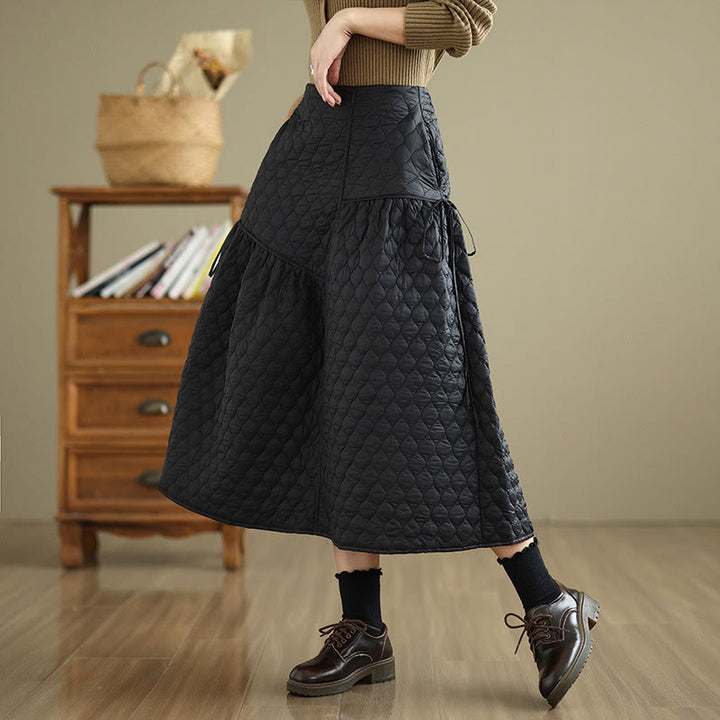 Buddha Stones Plain Elastic Waist Cotton Women's Straight Skirt With Pockets - image 4