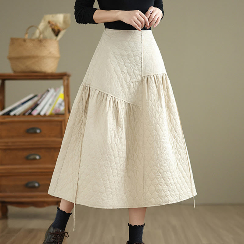 Buddha Stones Plain Elastic Waist Cotton Women's Straight Skirt With Pockets - image 8