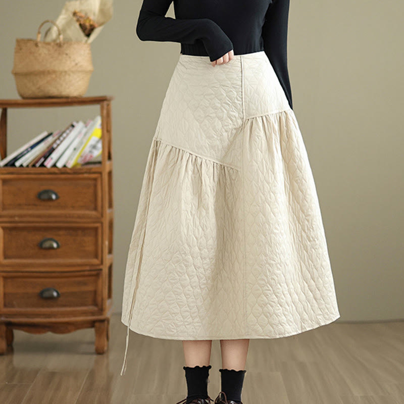 Buddha Stones Plain Elastic Waist Cotton Women's Straight Skirt With Pockets - image 7