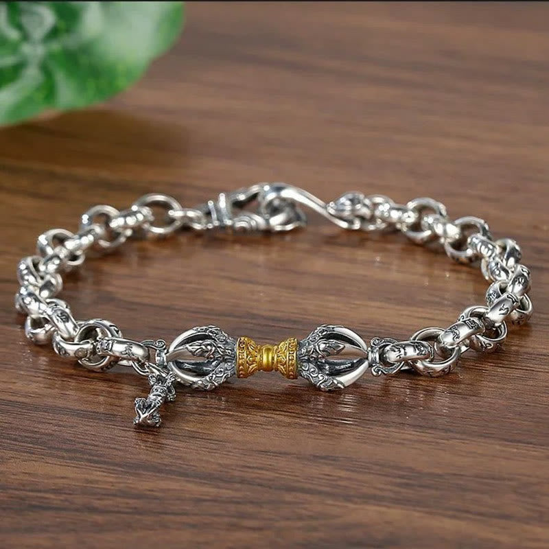 Buddha Stones Retro Om Mani Padme Hum Vajra Copper Calm Bracelet - 18cm - image 0