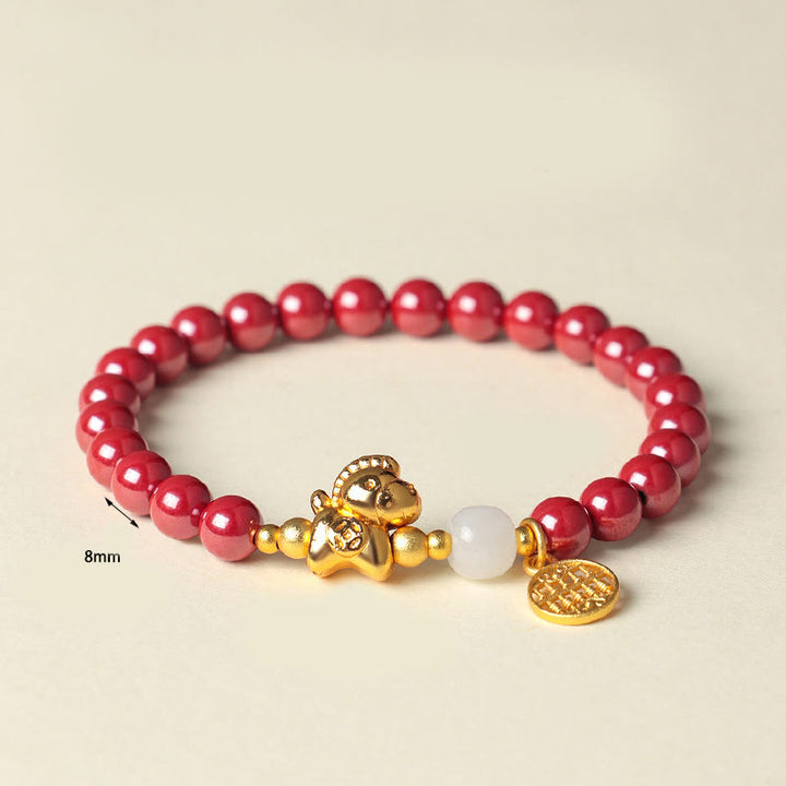 Buddha Stones Year Of The Horse Natural Cinnabar Hetian Jade Concentration Bracelet - image 1