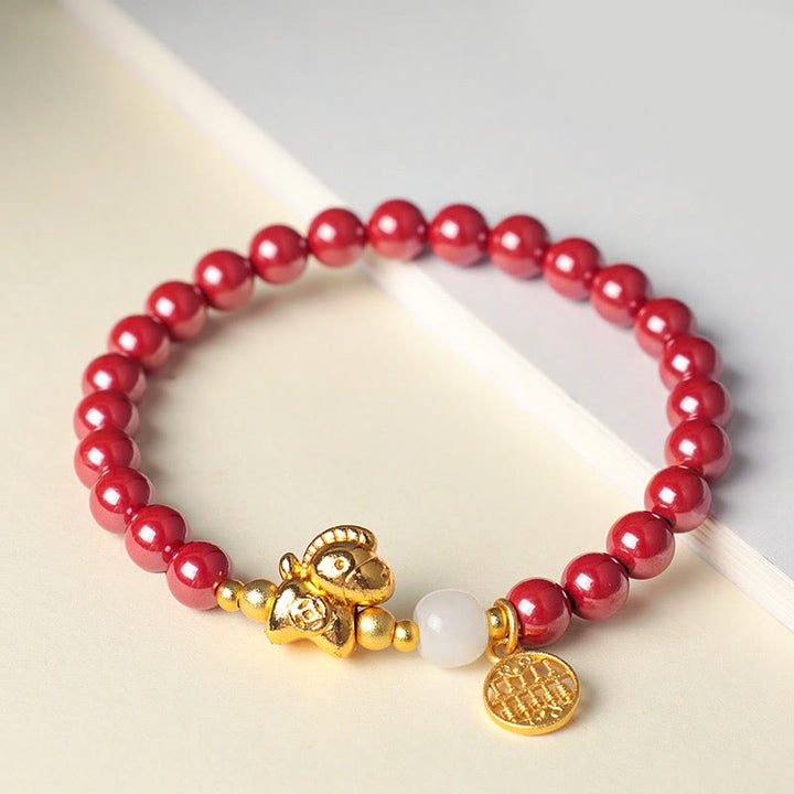 Buddha Stones Year Of The Horse Natural Cinnabar Hetian Jade Concentration Bracelet - image 2