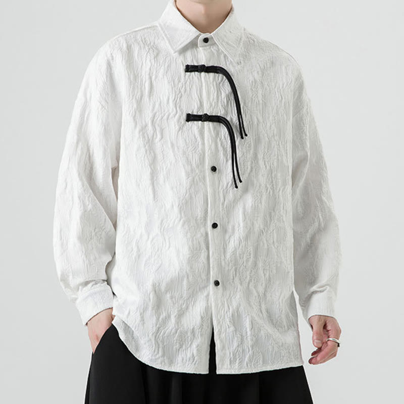 Buddha Stones Frog-Button Leaves Pattern Long Sleeve Men's Tang Suit Jacket - image 22