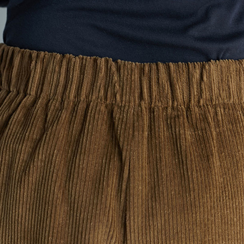 Buddha Stones Women's Plain Side Zipper Design Wide Leg Corduroy 7-8 Length Pants With Pockets - image 6