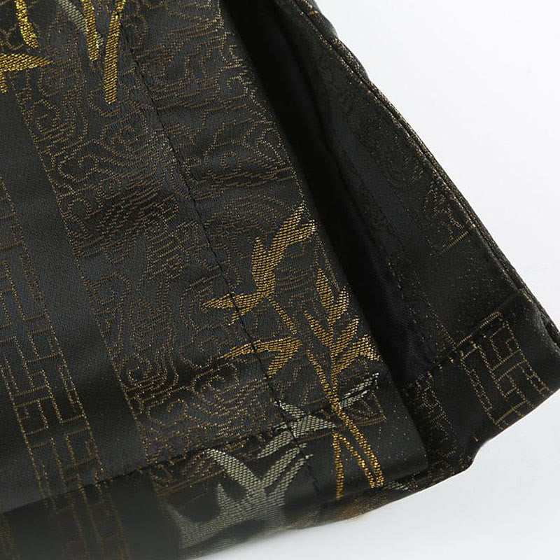 Buddha Stones Golden Bamboo Jacquard Frog-Button Long Sleeve Men's Jacket With Pockets - image 11