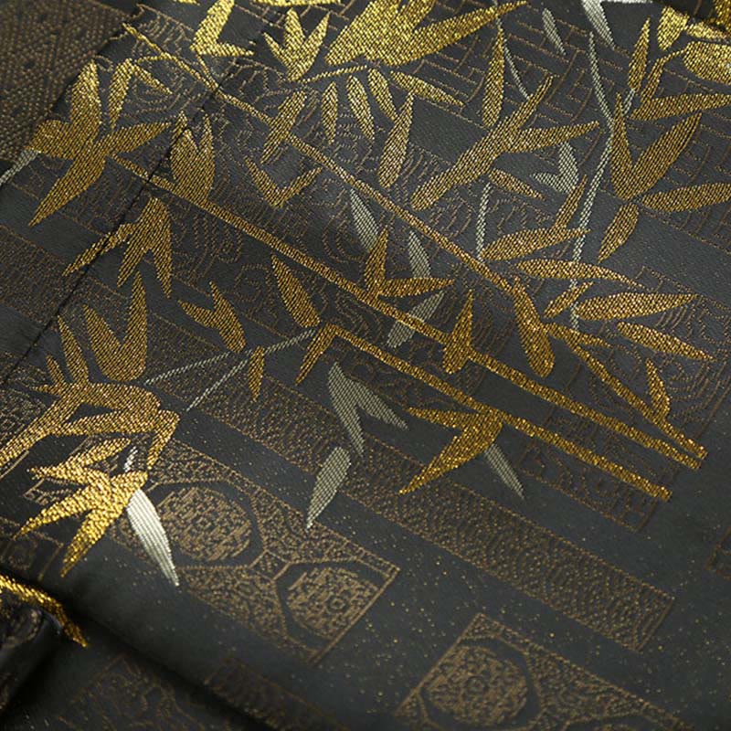 Buddha Stones Golden Bamboo Jacquard Frog-Button Long Sleeve Men's Jacket With Pockets - image 9