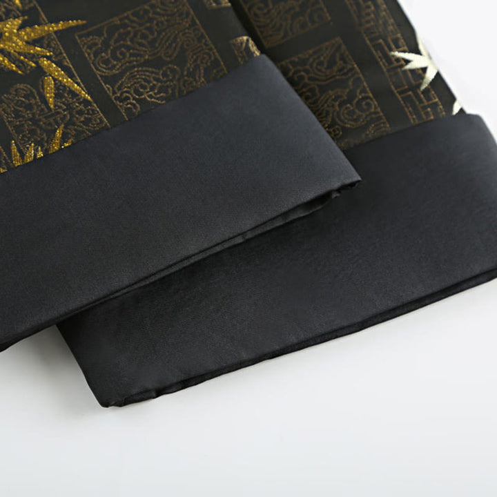 Buddha Stones Golden Bamboo Jacquard Frog-Button Long Sleeve Men's Jacket With Pockets - image 10