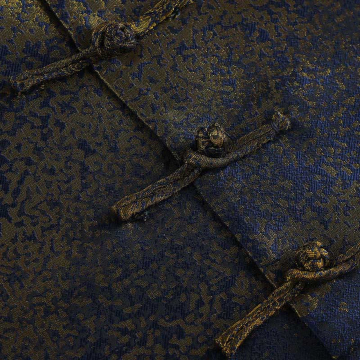 Buddha Stones Golden Desert Blue Flowers Frog-Button Long Sleeve Men's Jacket With Pockets - image 7