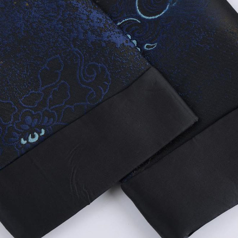 Buddha Stones Golden Desert Blue Flowers Frog-Button Long Sleeve Men's Jacket With Pockets - image 11