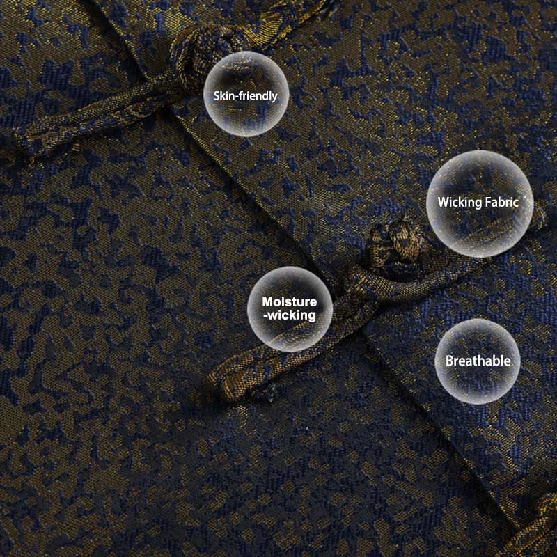 Buddha Stones Golden Desert Blue Flowers Frog-Button Long Sleeve Men's Jacket With Pockets - image 6